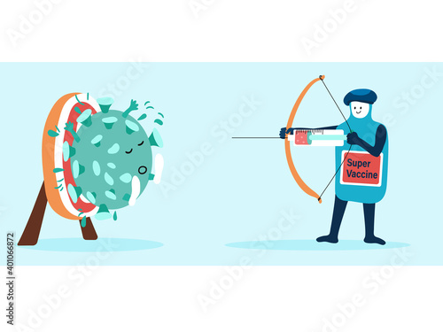 New vaccine defeated the virus. Shoots the virus from a syringe with a new vaccine.