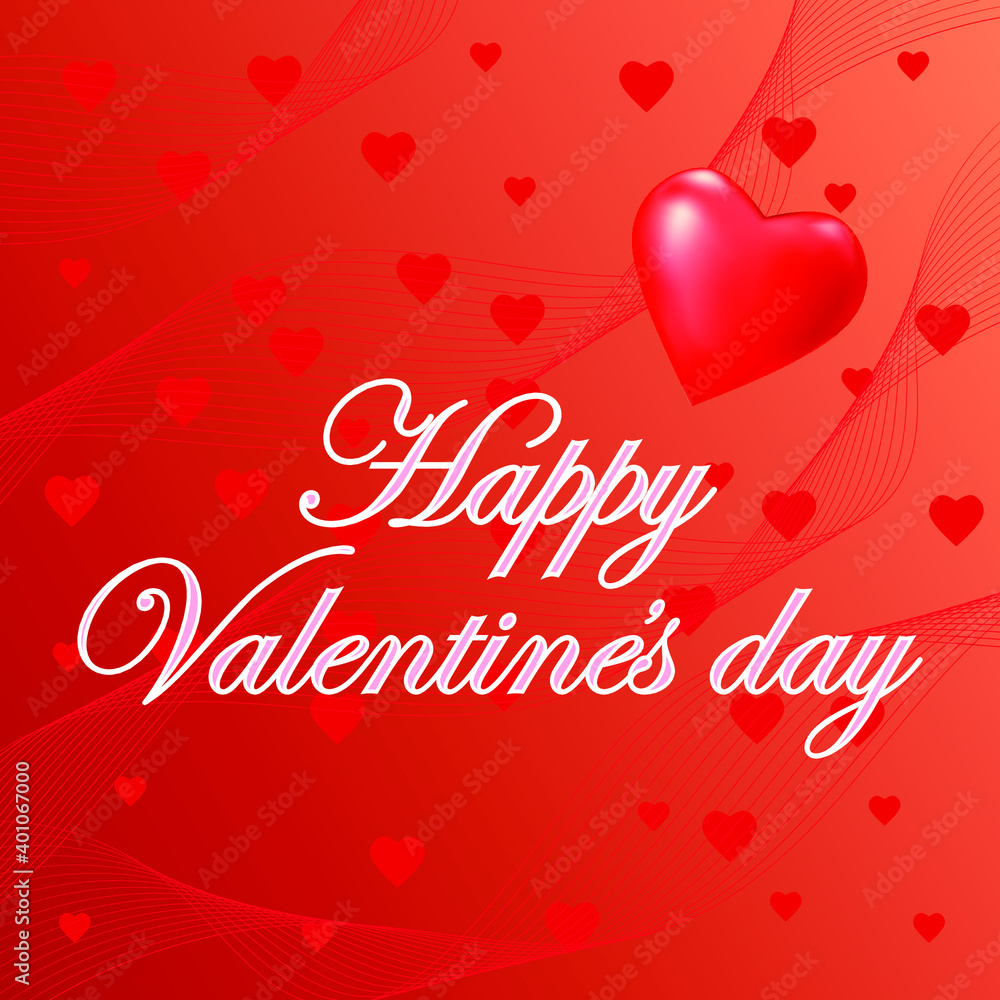 Colorful Valentine`s day card with red hearts. Vector illustration. Red background Colorful Valentine`s day card with red hearts. Vector illustration. Red background
