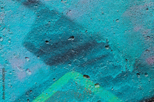 Concrete wall painted with turquoise paint. Empty template and background.