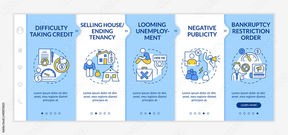 Naklejka premium Bankruptcy onboarding vector template