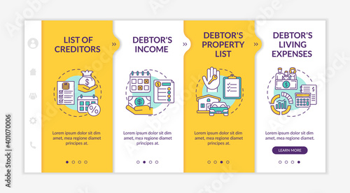 Creditor and debtor contract onboarding vector template