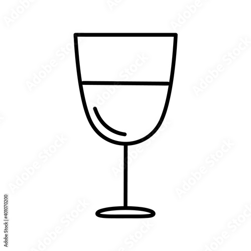 Classic Glass of Wine, Lemonade and Juice. Flat Icon in Outline Design. Black Stroke. Pictogram for Website Vector eps10. © Ruslan