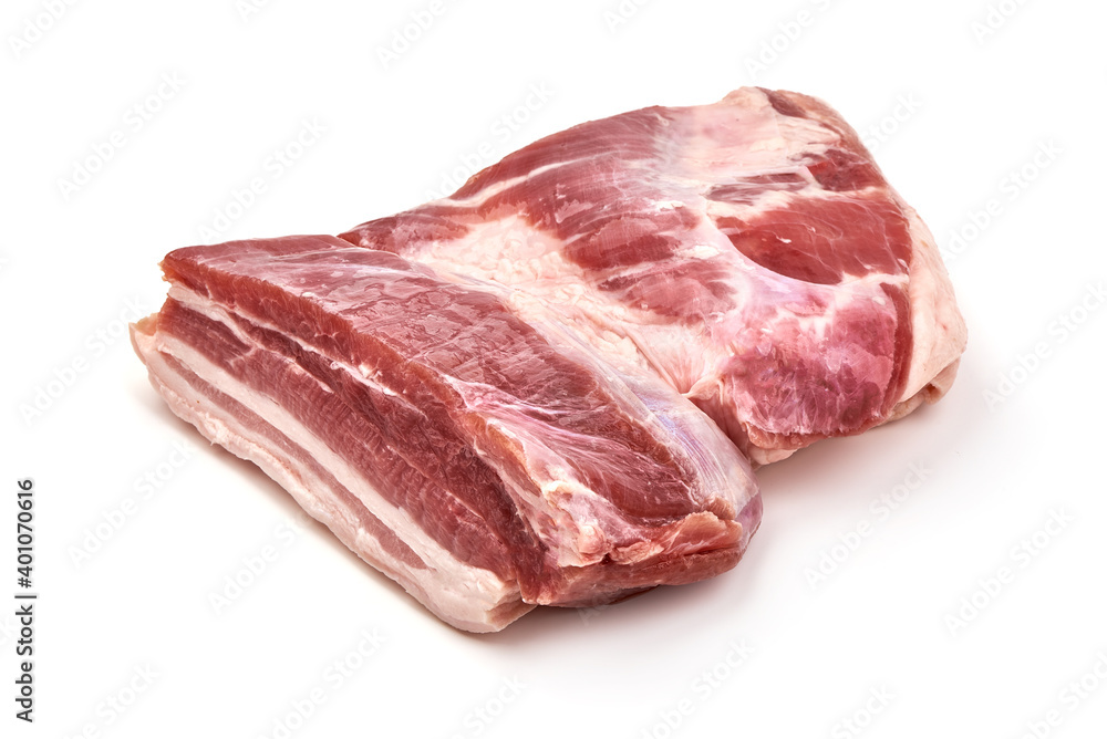 Raw pork meat, isolated on white background Raw pork meat, isolated on white background
