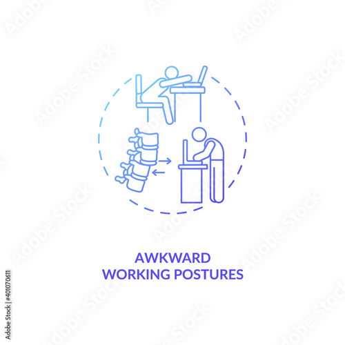 Awkward working postures concept icon