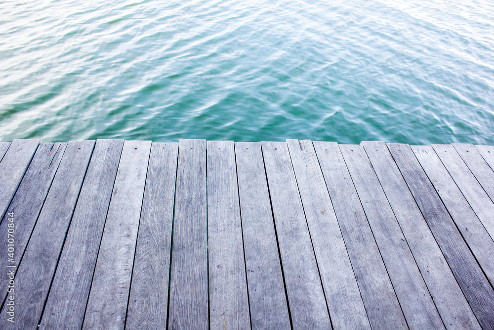Close up plank wood table floor with natural pattern texture. Empty wooden board background. Water background Close up plank wood table floor with natural pattern texture. Empty wooden board background. Water background