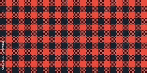 Checkered vector background. Square plaid seamless pattern. Geometric black red stripe texture. Vector illustration.