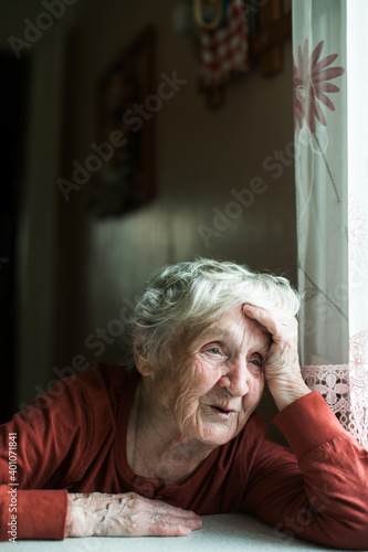Portrait of elderly woman. Old-age pensioner.