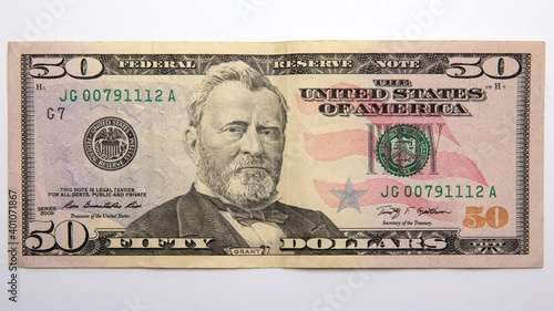 Glitching and distorted american 50 dollar bill