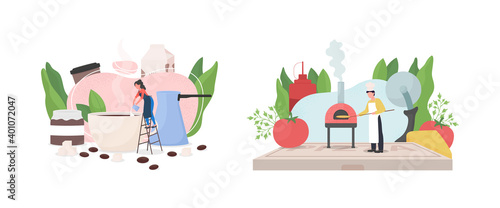 Popular work occupation flat concept vector illustration set