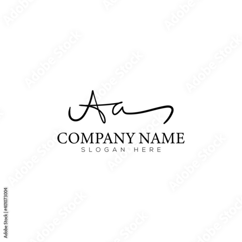 AA A A initial handwriting logo template. signature logo concept. Hand drawn Calligraphy lettering illustration.