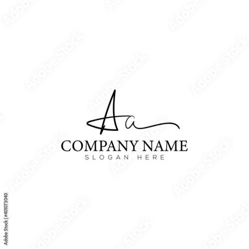 A A or aa initial handwriting logo template. signature logo concept. Hand-drawn Calligraphy lettering illustration.