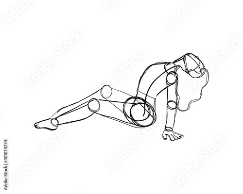 Fototapeta Naklejka Na Ścianę i Meble -  Vector illustration of Female Character Pose. Rough sketch of abstract posing figure. Black lines on a white background. A rough sketch of a female body. Rough Sketch Practice. vector eps10.