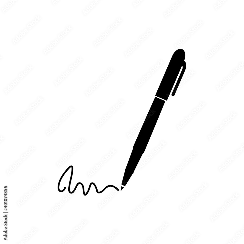 Signature icon, logo isolated on white background