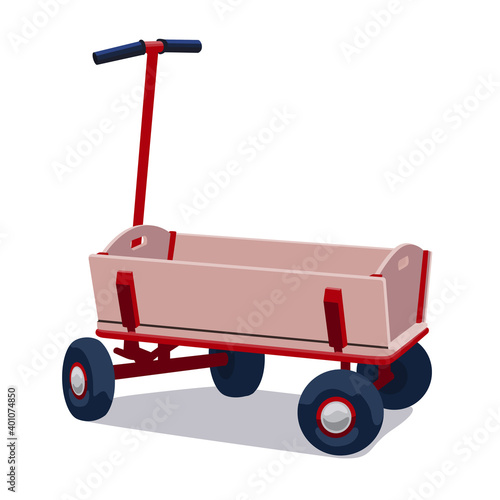 Childs red wagon on white background