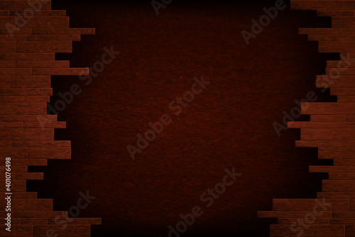 Crashed brick wall. 