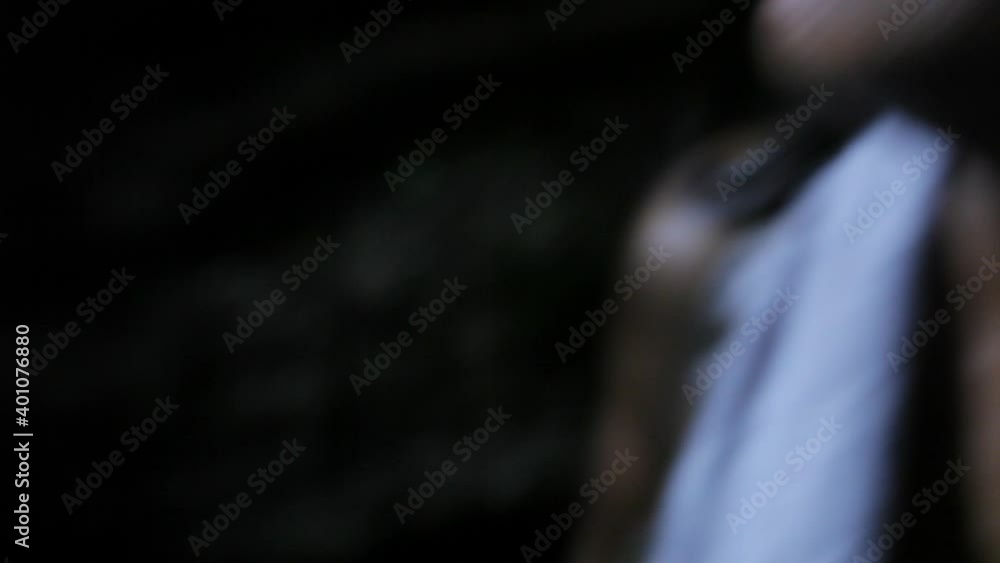 Close up of African American woman screaming in fear in woods Close up of African American woman screaming in fear in woods