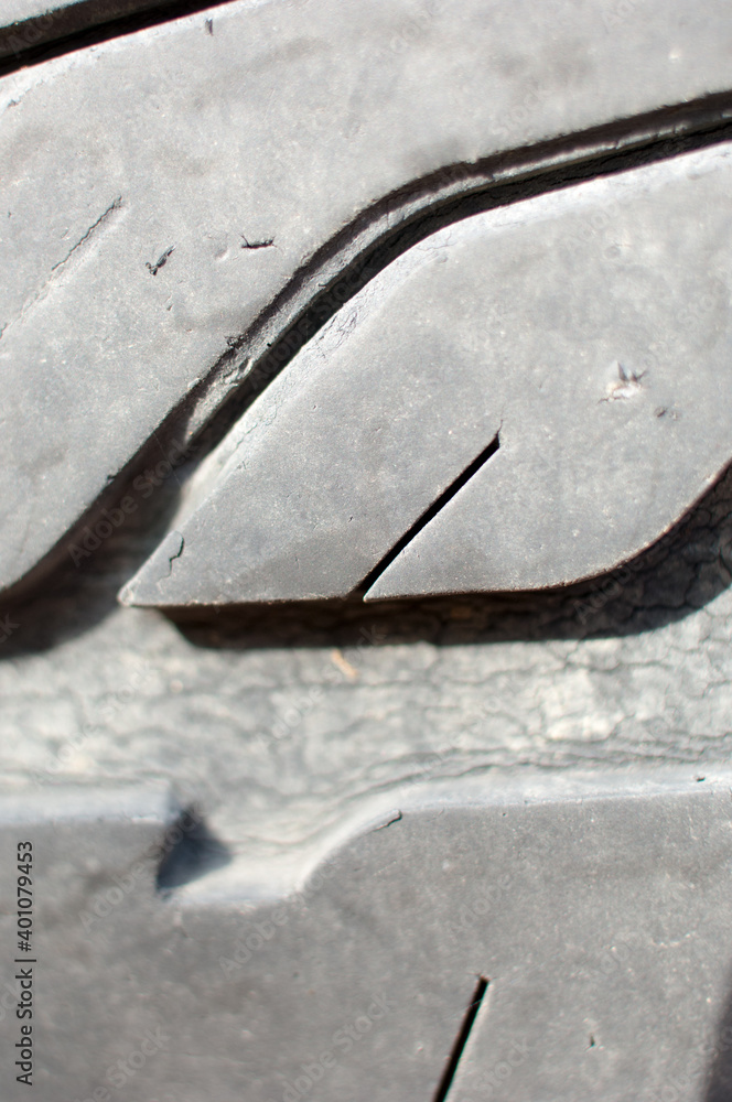 Detail of a used tire