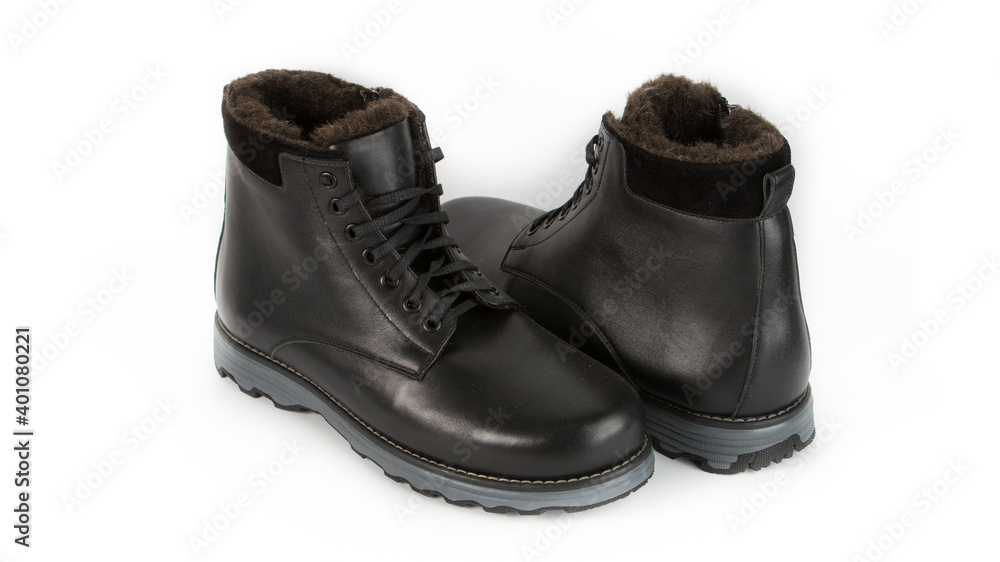 children's black orthopedic shoes on a white background