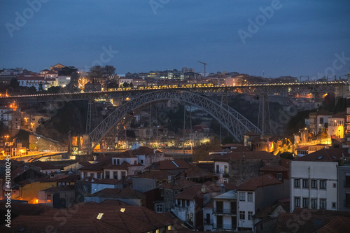 Ponte Luís I in Porto at Night over Duro River