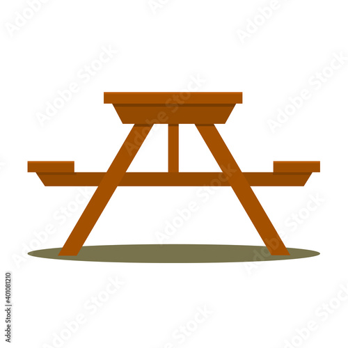 picnic table on a white background, vector illustration