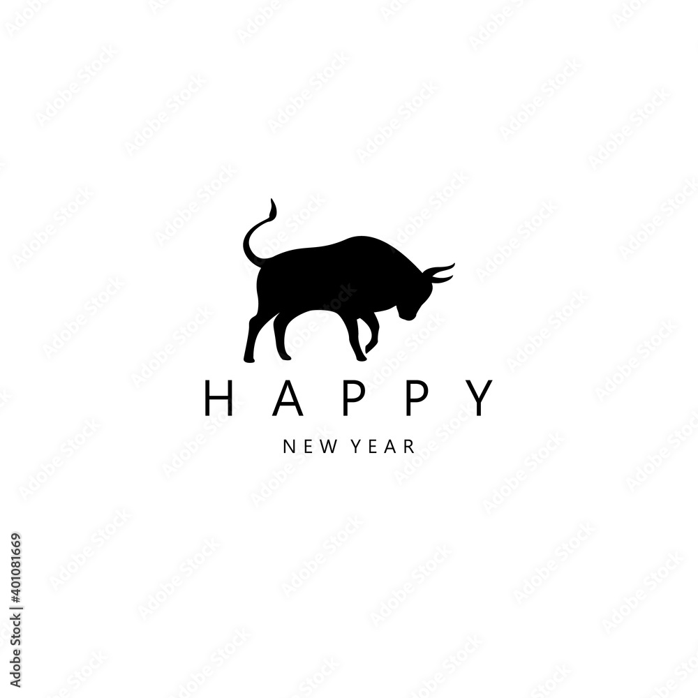 Happy New Year - Bull - Vector Stock Illustration Happy New Year - Bull - Vector Stock Illustration