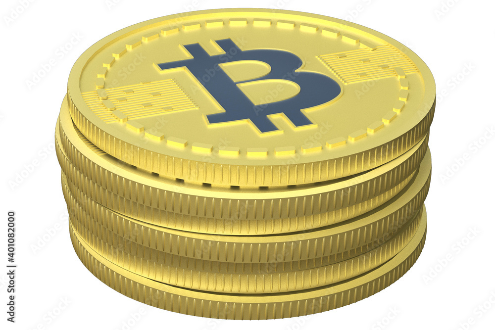 Golden coin of cryptocurrency bitcoin isolated on white background Golden coin of cryptocurrency bitcoin isolated on white background