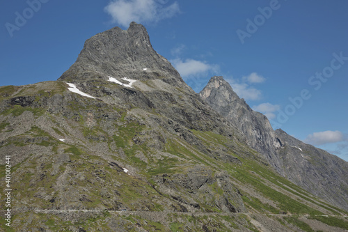 View of Trollstigen or Trolls Path which is a serpentine mountain road in Norway
