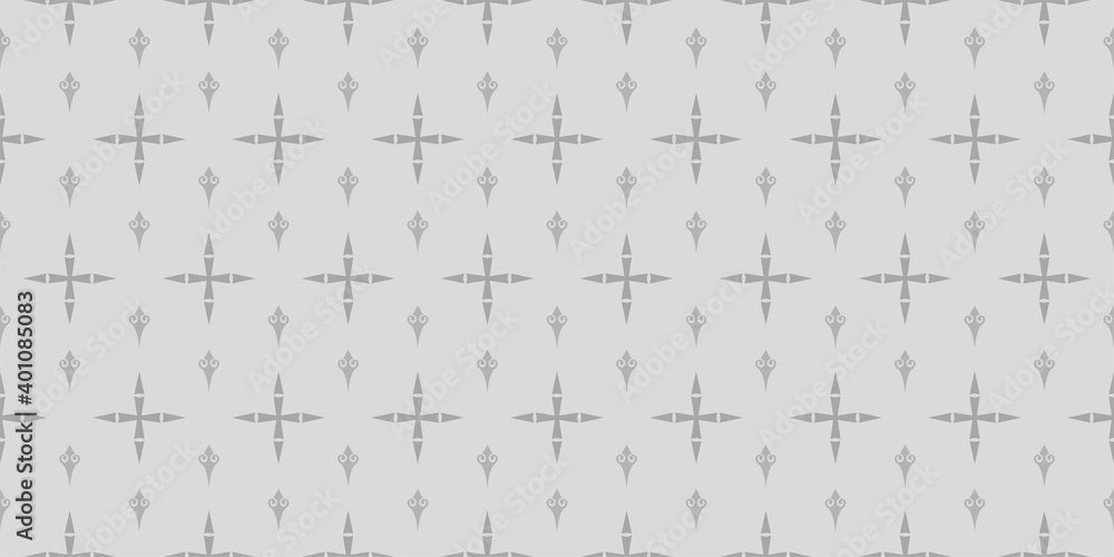 Fototapeta premium Gray background pattern. Background image in retro style. Seamless floral pattern, wallpaper texture. Vector