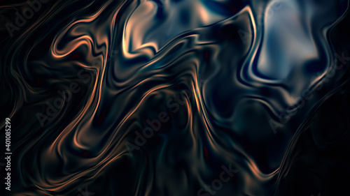 Dark matter substance. Liquid metal surface. Fluid metallic background. 3d render abstraction photo