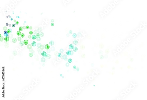 Light Green, Yellow vector background with bubbles. © smaria2015
