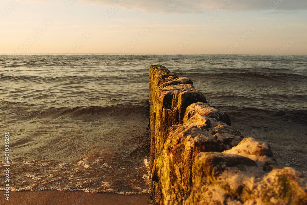 calm landscape on the Polish Baltic Sea during sunset