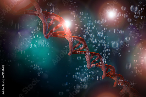 DNA Strands 3D Illustration © Ezume Images