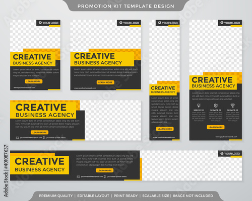 set of promotion kit template with abstract background style use for social media ads and banner