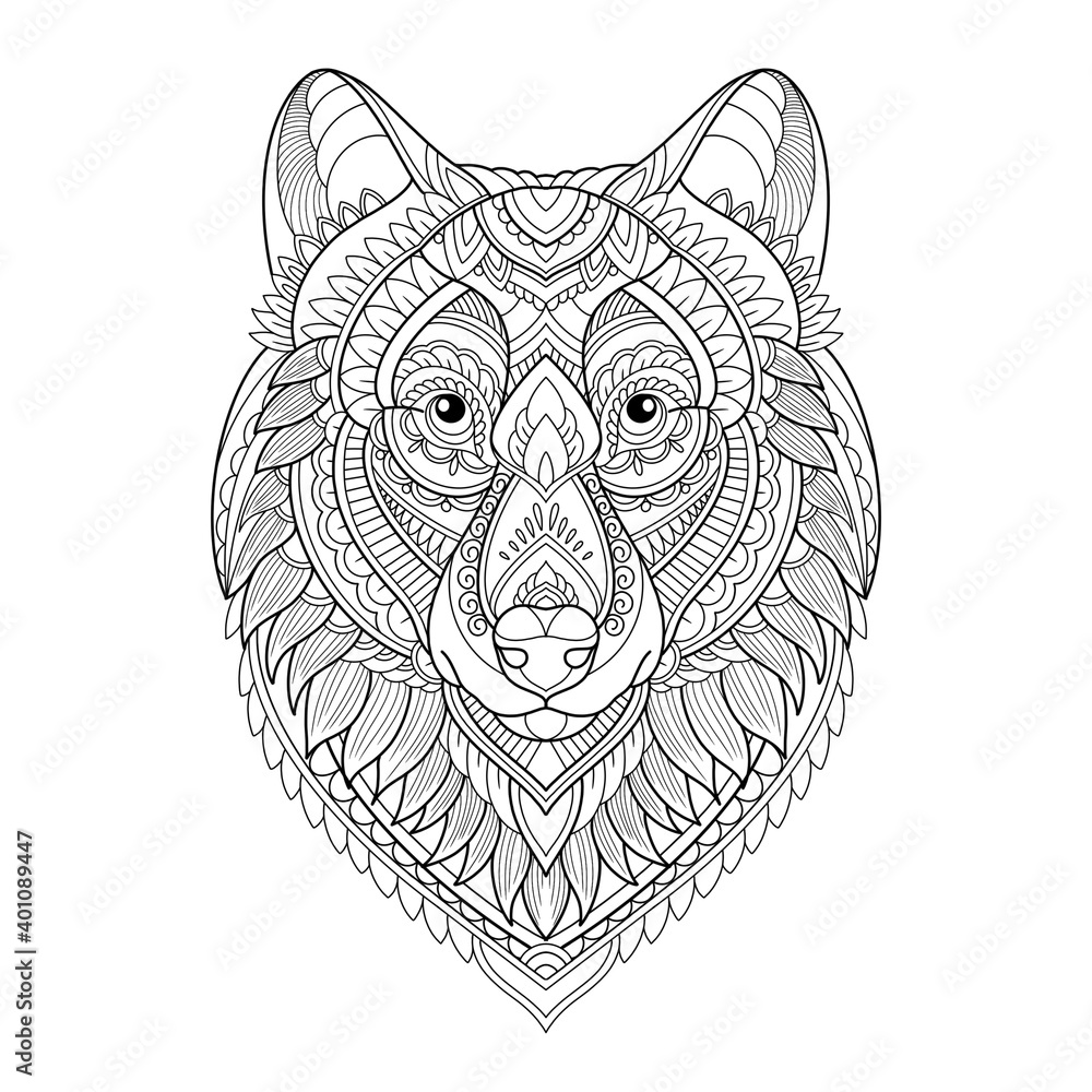 Obraz premium mandala wolf design for tattoo