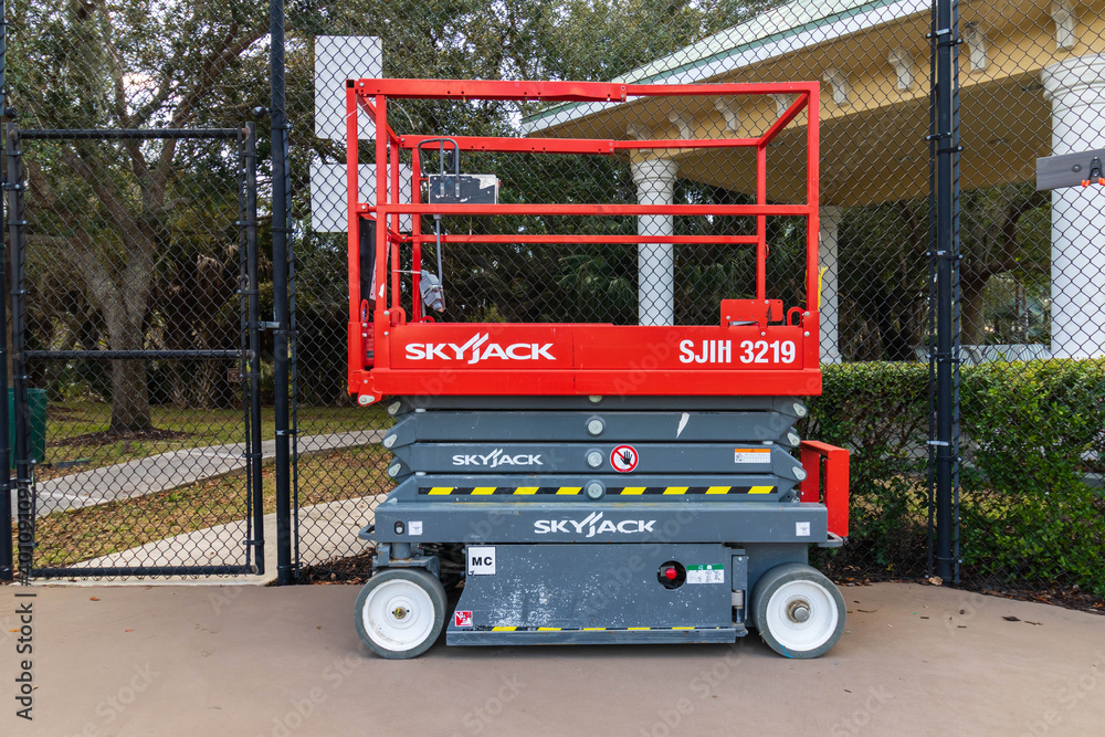 Fort Myers, FL / USA 21920 A Skyjack aerial work platform also known