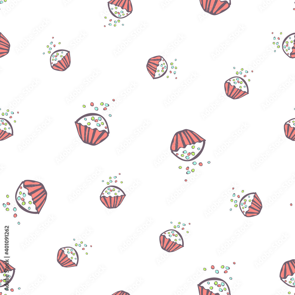 Seamless vector pattern of cupcakes on a white background Seamless vector pattern of cupcakes on a white background