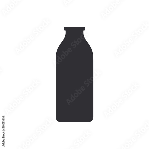 Bottle of milk. Bottle silhouette. Vector icon. Vector bottle. Stencil of beer bottle. Flask template. Jar icon. Medical flask. Medicine vial. Shape For 3d modeling. Logo template.