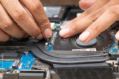 joining and repairing fan and mother board of gaming laptop