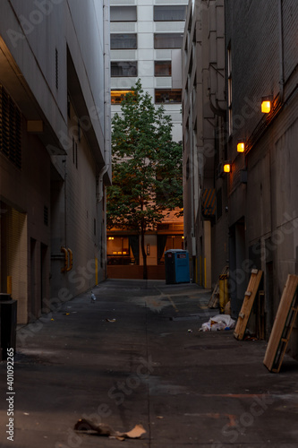 Urban Alley Sidewalk Between Two Buildings