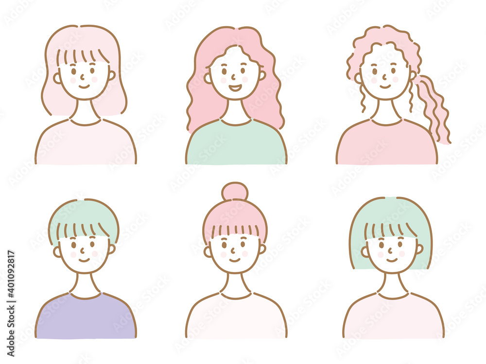 Set of smiling women, vector illustration Set of smiling women, vector illustration