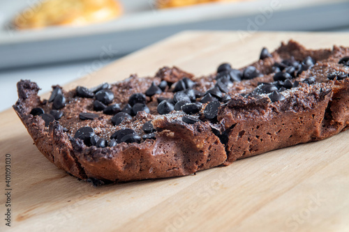 chocolate ketogenic baked dessert brownies made with erythritol sweetener photo