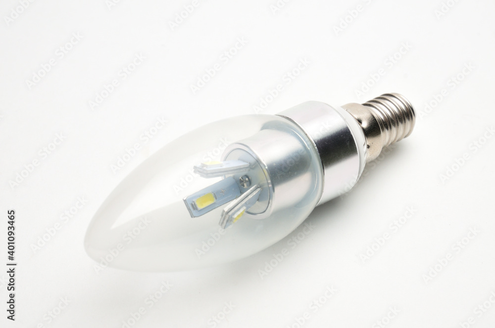 Economic LED lamp for lighting on a white background Economic LED lamp for lighting on a white background