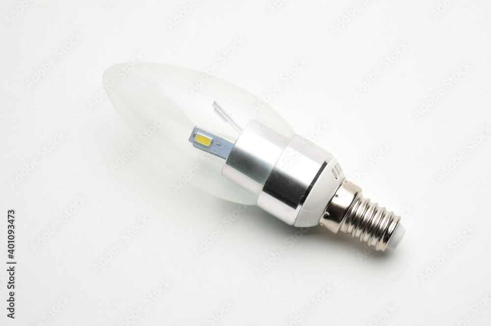 Economic LED lamp for lighting on a white background Economic LED lamp for lighting on a white background