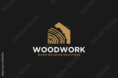 Capenter industry logo design - wood log, timber plank wood, woodwork handyman, wood house builder. simple minimalist icon.