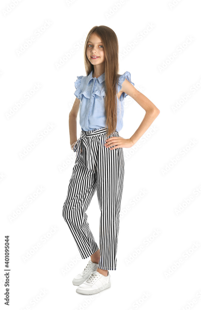 Full length portrait of little girl on white background Full length portrait of little girl on white background