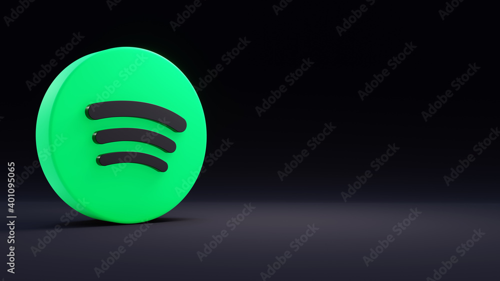 Spotify logo on neutral background. 3d editorial illustration. Stock  Illustration | Adobe Stock