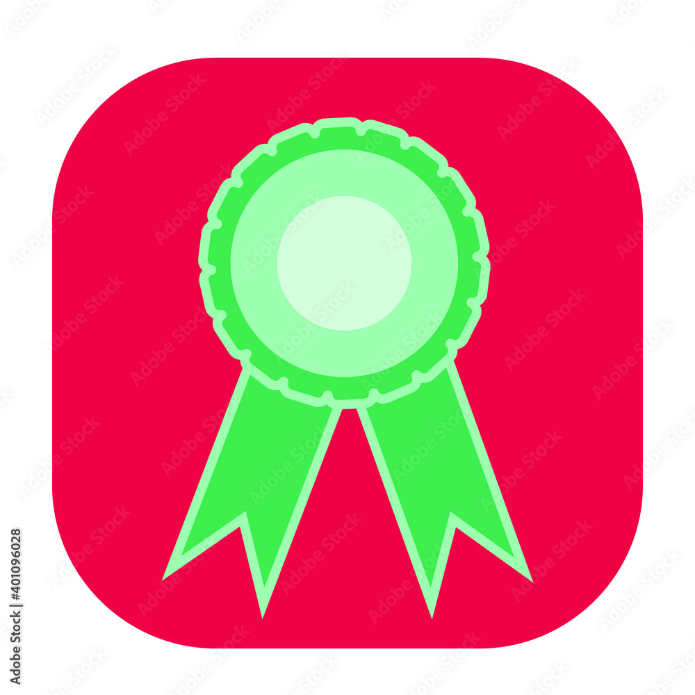 Flat color award ribbon icon on red background. Fully editable. Flat color award ribbon icon on red background. Fully editable.