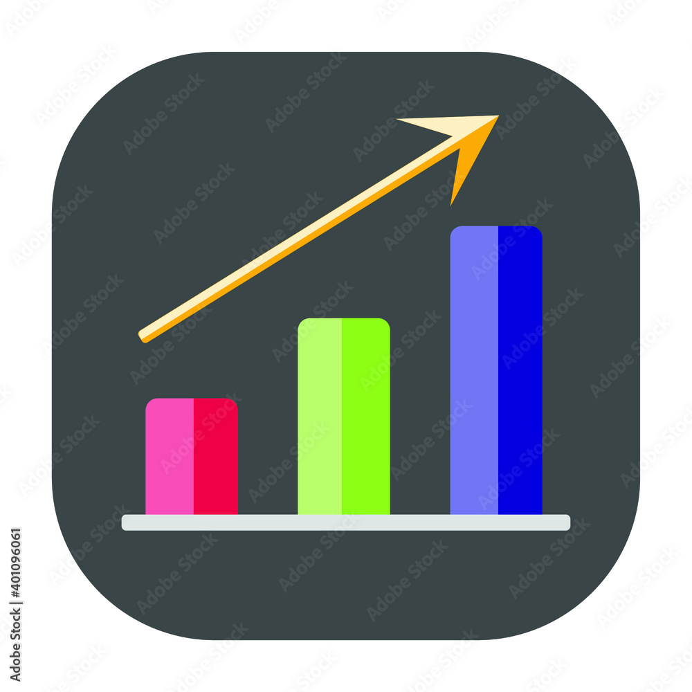 Flat color bar graph icon on brown background. Fully editable. Flat color bar graph icon on brown background. Fully editable.