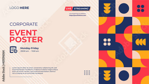 Website banner template for event poster with Neo geo design