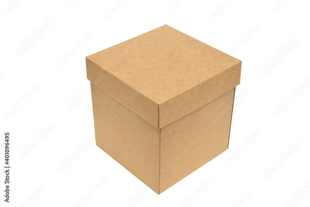 Kraft cardboard box isolated on white background. Blank paper box mock up. Kraft cardboard box isolated on white background. Blank paper box mock up.